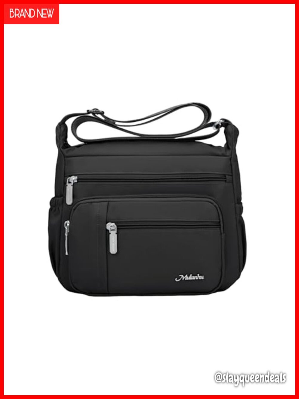 Water Resistant Nylon Crossbody Bag Multi Pocket Shoulder Purse